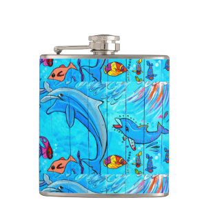 lachende Delphinflasche Flachmann