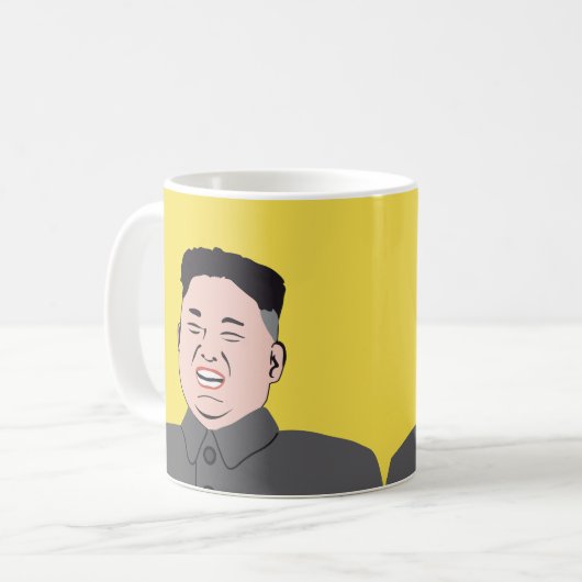 Lachende Kim Jong-UNO - zwei Bilder Kaffeetasse (Vorderseite Links)