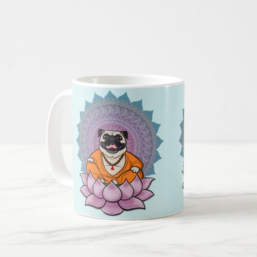 Lachende Mopsmandala-Tasse Kaffeetasse (Vorderseite Links)