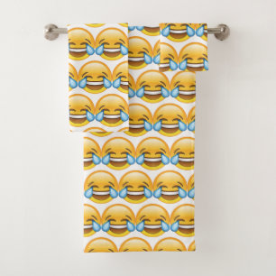 Lachende schreiende Risse von Freude emoji Badhandtuch Set