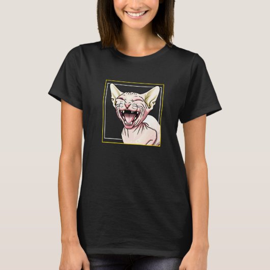 lachende Sphynx-Katze T-Shirt (Vorderseite)