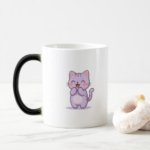 Lachende süße Cartoon-Katze Verwandlungstasse