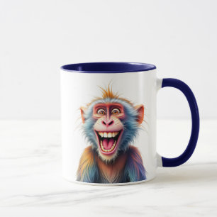 Lachender Affe mit einem glänzenden Lächeln. Tasse