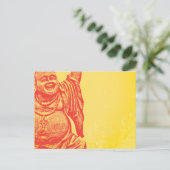 Lachender Buddha (rot) Postkarte (Stehend Vorderseite)