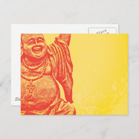 Lachender Buddha (rot) Postkarte (Vorne/Hinten)