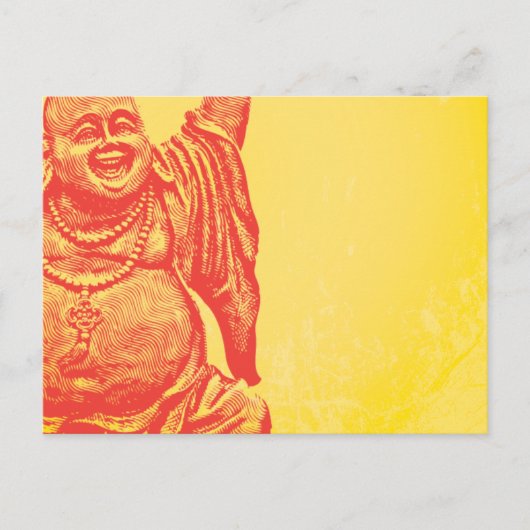 Lachender Buddha (rot) Postkarte (Vorderseite)