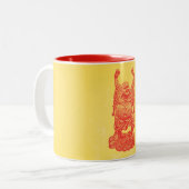 Lachender Buddha (rot) Zweifarbige Tasse (Vorderseite Links)