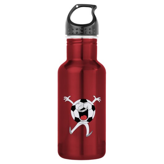 Lachender Fußball-Maskottchen Edelstahlflasche (Vorderseite)