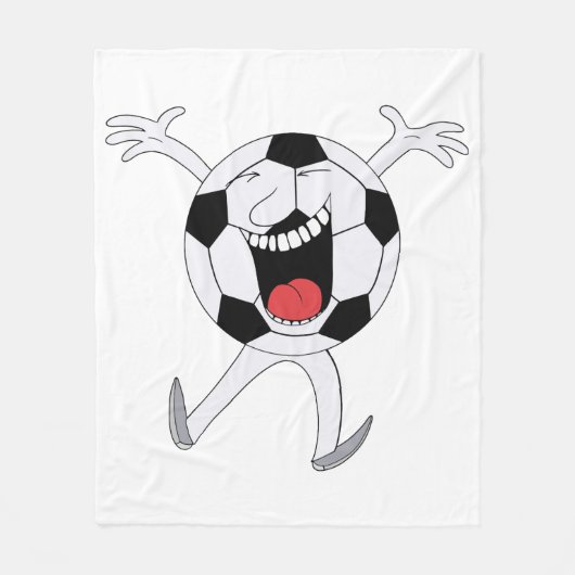 Lachender Fußball-Maskottchen Fleecedecke (Vorderseite)