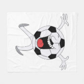 Lachender Fußball-Maskottchen Fleecedecke (Vorderseite (Horizontal))