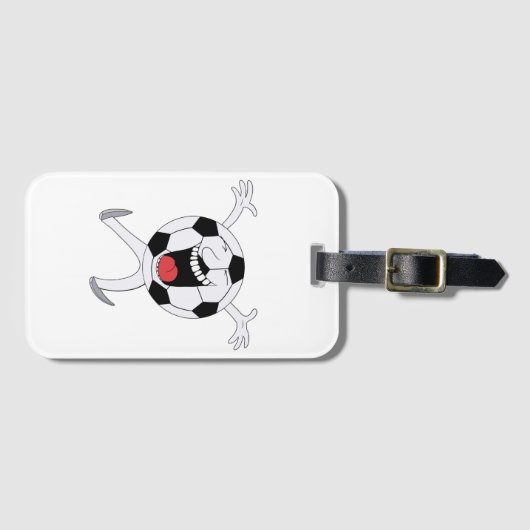Lachender Fußball-Maskottchen Gepäckanhänger (Vorderseite (Horizontal))