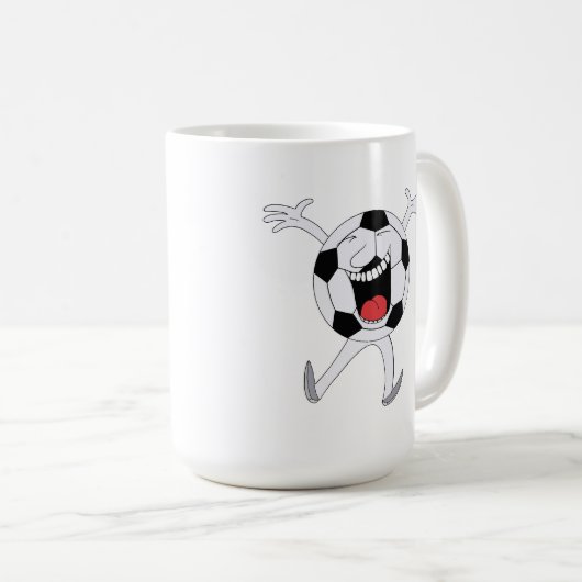 Lachender Fußball-Maskottchen Kaffeetasse (VorderseiteRechts)