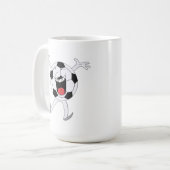 Lachender Fußball-Maskottchen Kaffeetasse (Vorderseite Links)