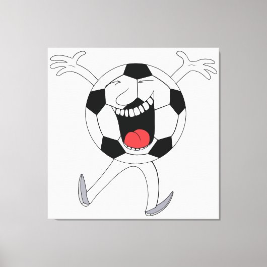 Lachender Fußball-Maskottchen Leinwanddruck (Vorderseite)