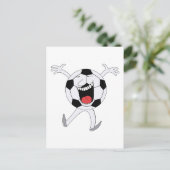 Lachender Fußball-Maskottchen Postkarte (Stehend Vorderseite)