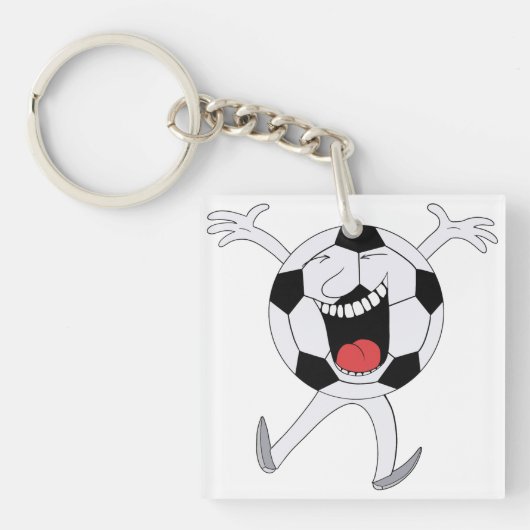 Lachender Fußball-Maskottchen Schlüsselanhänger (Vorderseite)