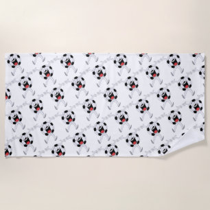Lachender Fußball-Maskottchen Strandtuch
