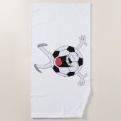 Lachender Fußball-Maskottchen Strandtuch (Vorderseite)