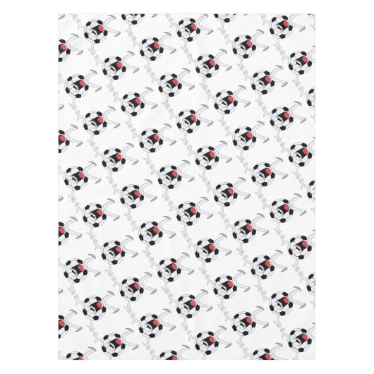 Lachender Fußball-Maskottchen Tischdecke (Vorderseite)