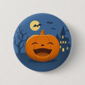 Lachender Halloween-Kürbis Button (Vorderseite)