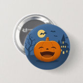 Lachender Halloween-Kürbis Button (Vorne & Hinten)