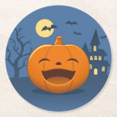 Lachender Halloween-Kürbis Runder Pappuntersetzer (Vorderseite)