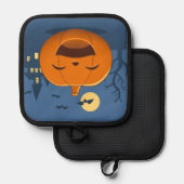 Lachender Halloween-Kürbis Topflappen (Vorderseite/Rückseite)