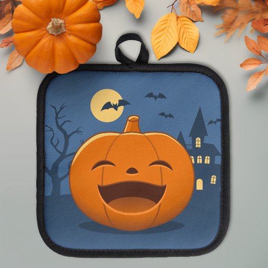 Lachender Halloween-Kürbis Topflappen