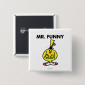 Lachender Herr Funny mit Blume Button (Vorne & Hinten)