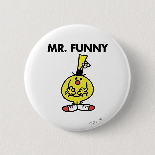 Lachender Herr Funny mit Blume Button (Vorderseite)