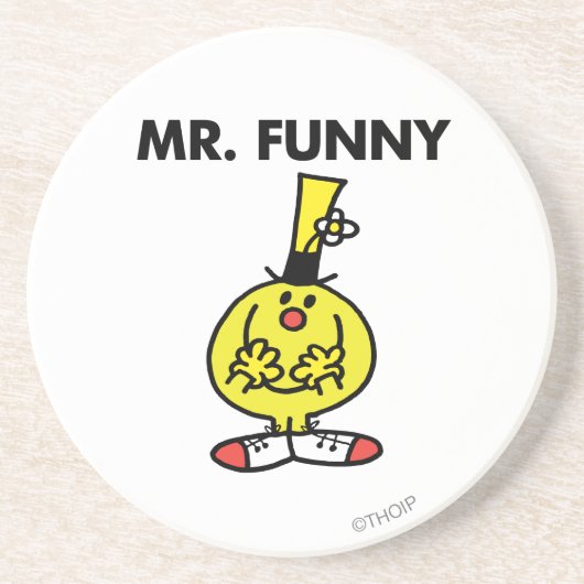 Lachender Herr Funny mit Blume Getränkeuntersetzer (Vorne)