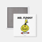 Lachender Herr Funny mit Blume Magnet (Vorderseite/Rückseite)
