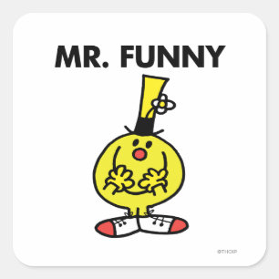 Lachender Herr Funny mit Blume Quadratischer Aufkleber