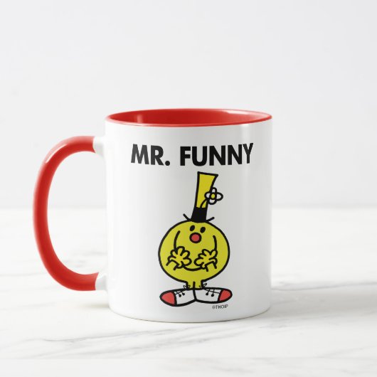 Lachender Herr Funny mit Blume Tasse (Links)