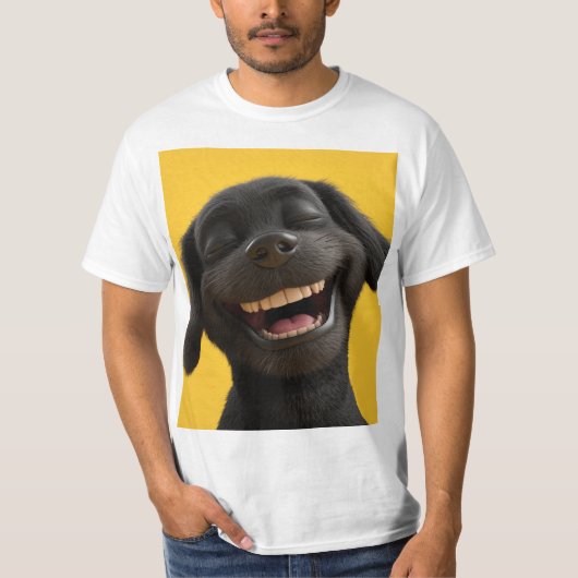 lachender Hund T-Shirt (Vorderseite)