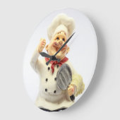 Lachender Koch mit Wannentonwarenfigürchen Große Wanduhr (Winkel)