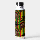Lachender Rasta-Mann gestreiftes Monogramm Trinkflasche (Links)