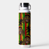 Lachender Rasta-Mann gestreiftes Monogramm Trinkflasche (Rückseite)
