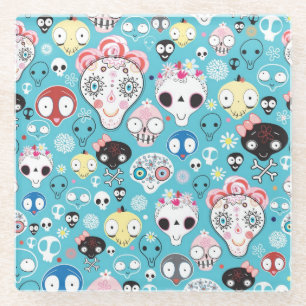 Lachender Schädel der Beschaffenheit Glasuntersetzer