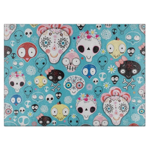 Lachender Schädel der Beschaffenheit Schneidebrett (Vorderseite)