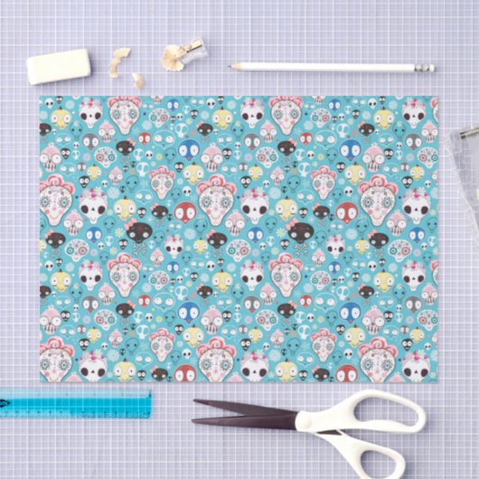 Lachender Schädel der Beschaffenheit Seidenpapier (Handwerk)