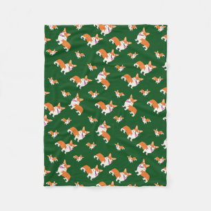 Lachender Welshn Corgi Fleecedecke