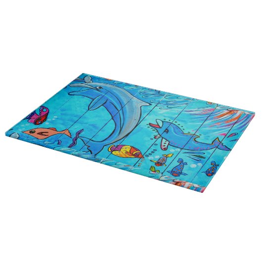 lachendes Delphinglasschneidenbrett Schneidebrett (Ecke)