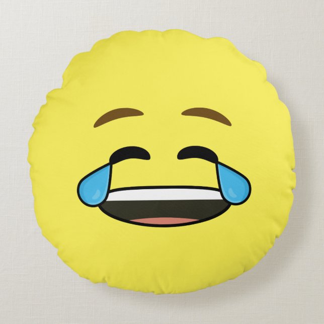 Lachendes Emoji Rundes Kissen (Vorderseite)