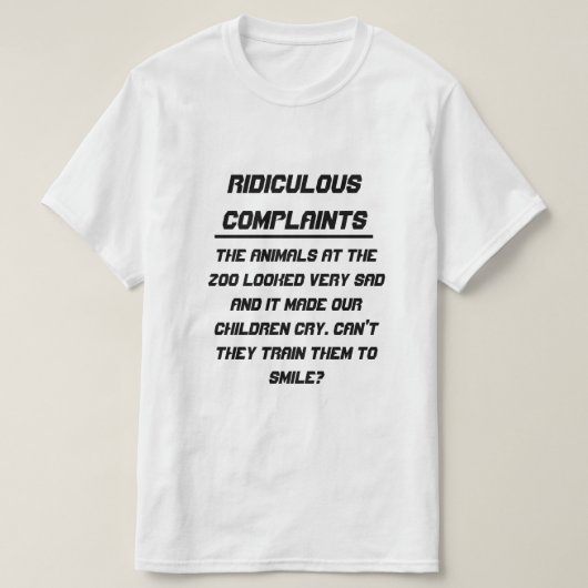 Lächerliche Beschwerden Trauriges Tier im Zoo T-Shirt (Design vorne)