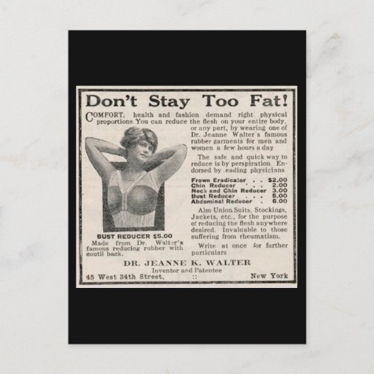 Lächerliche Retro-Anzeige "Flesh Reducer" Postkarte (Vorderseite)
