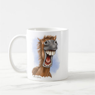 Lachhaftes Cartoon-Pferd mit Lachanfall Kaffeetasse