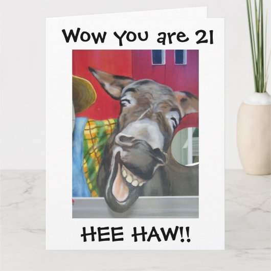 "LACHING DONKEY GREETING" FÜR DEN "21." GEBURTSTAG KARTE (Vorderseite)