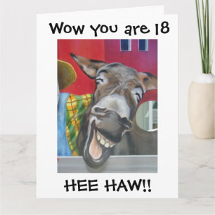 "LACHING DONKEY GREETING" ZUM "18." GEBURTSTAG KARTE