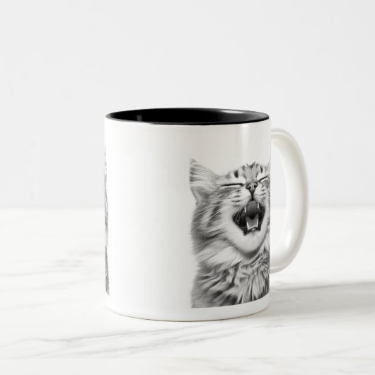 Lachkatze Zweifarbige Tasse (VorderseiteRechts)